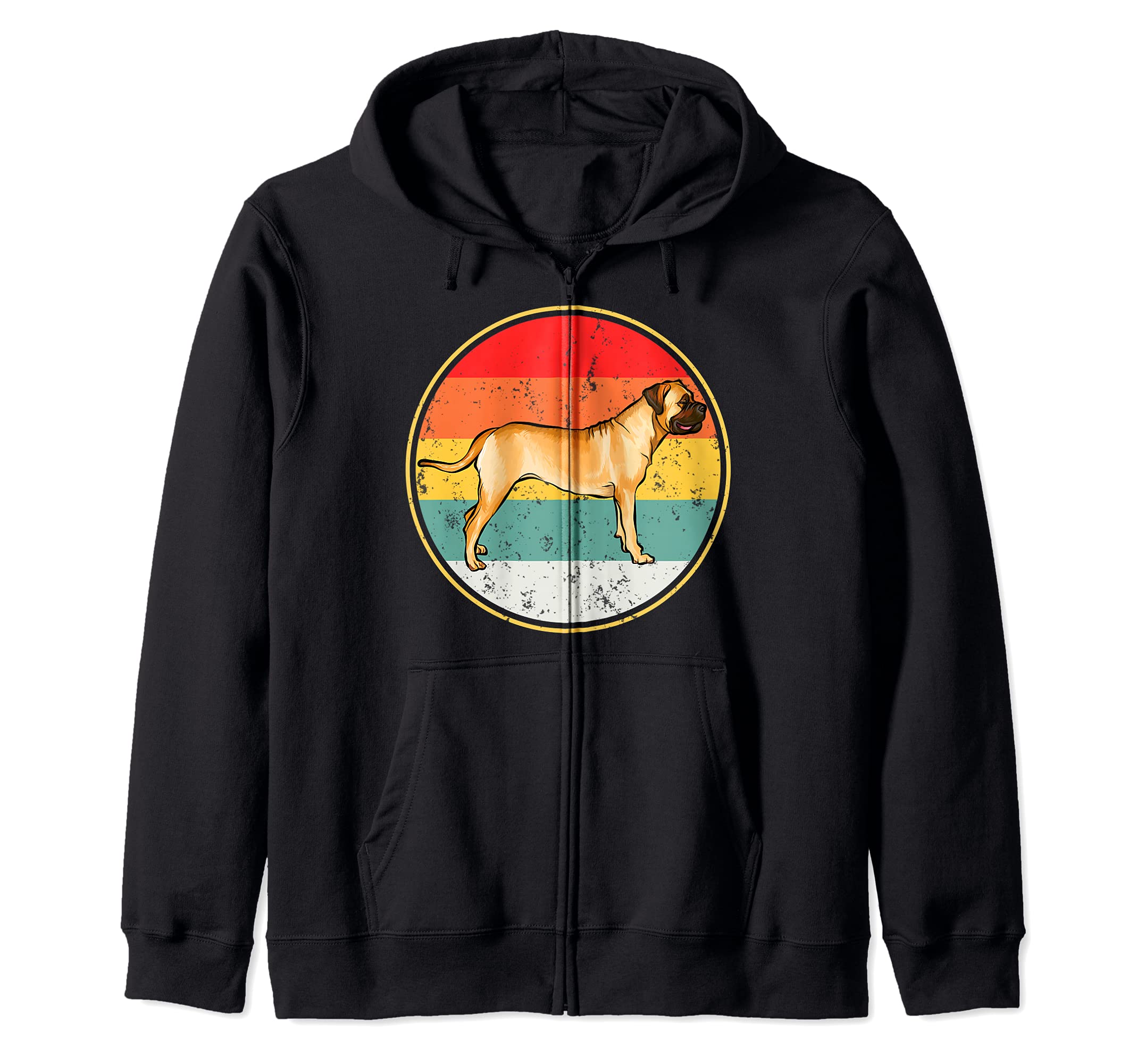 Vintage Retro Sunset Bullmastiff Dog Zip Hoodie
