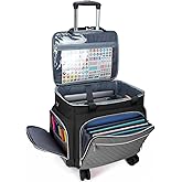 Amythe 2025 Rolling Teacher Tote Bag with Accordion File Organizer