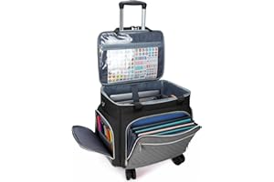 Amythe 2025 Rolling Teacher Tote Bag with Accordion File Organizer