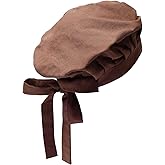 KUOIN Medieval Bonnet Linen Colonial Hat Renaisance Fest Costume Accessories Brown