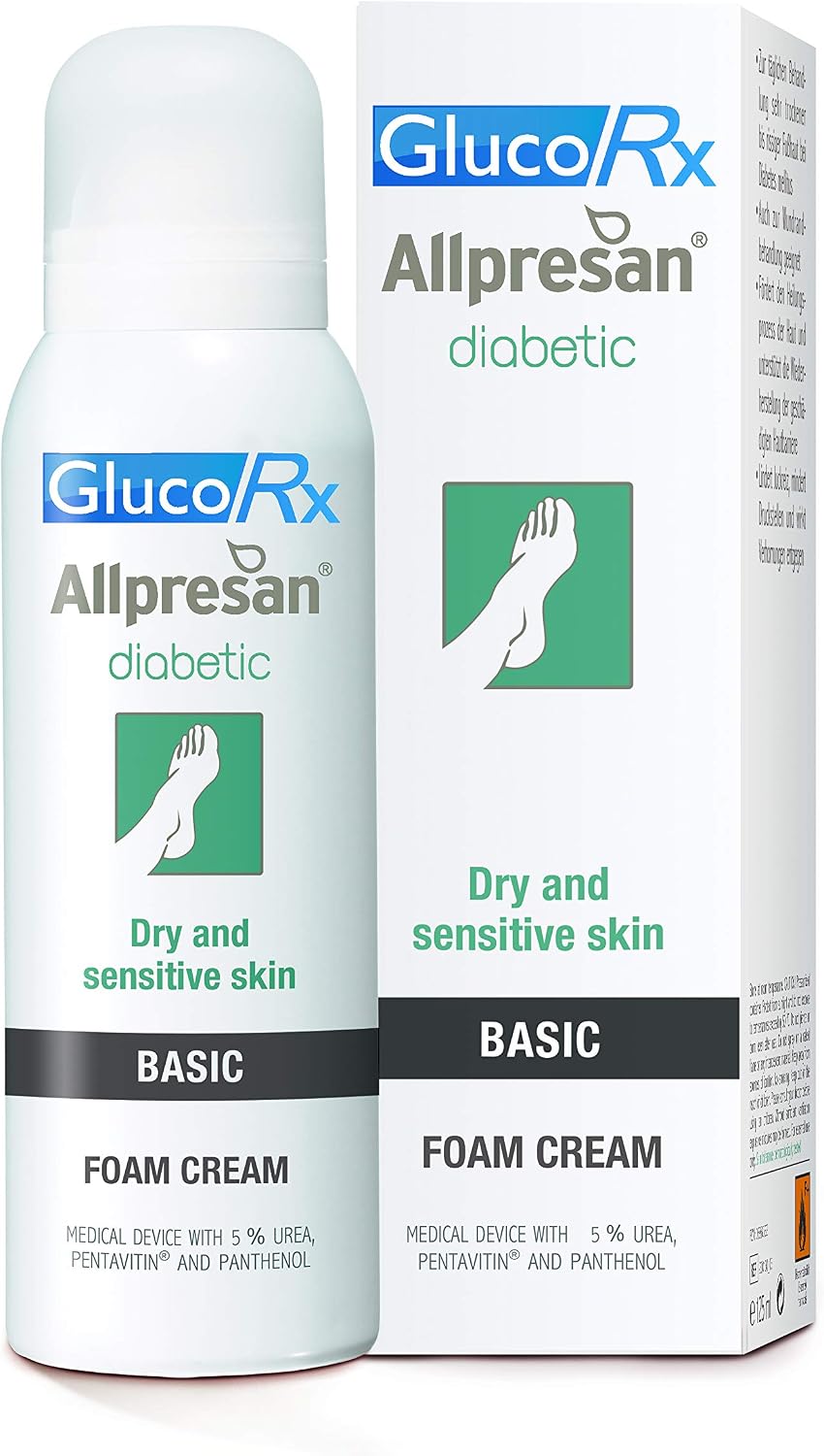 GlucoRx Allpresan Diabetic Foot Foam Cream Basic 125ml, 125 ml (Pack of 1)