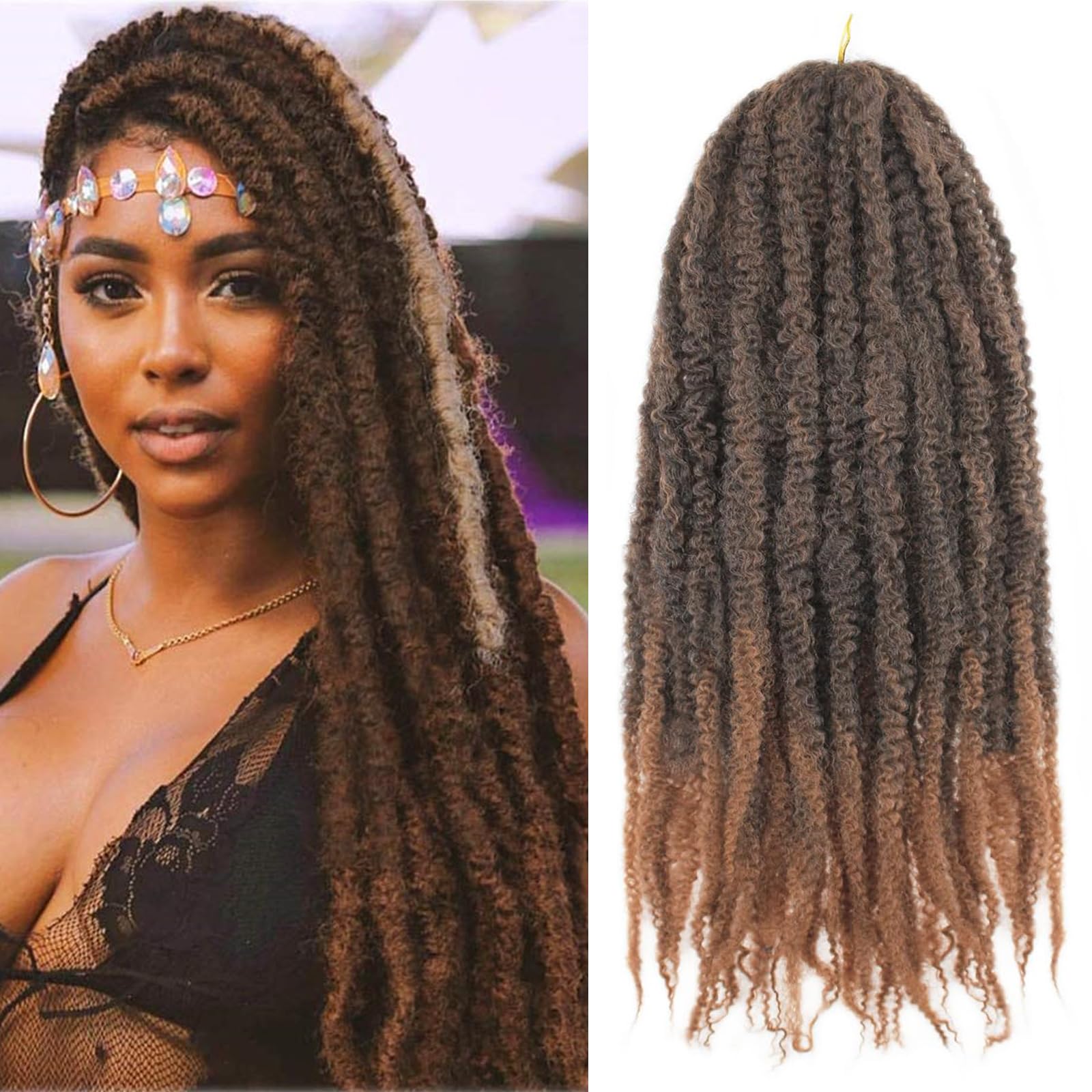 XIMENALU Marley Twist Braiding Hair Afro Kinky Curly Cuban Twist Hair Marley Twists Crochet Braids Synthetic Senegalese Twists Crochet Hair Extensions for Women (T30#, 18inch/3packs)