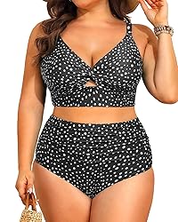 Plus Size Two Piece Swimsuits - Women High Waisted
