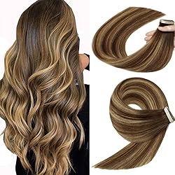 Tape in Hair Extensions, 20pcs 16 Inch Chocolate