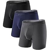 SEPARATEC Mens Underwear with Pouch Premium Soft Micro Modal Boxer Briefs Comfortable Dual Pouch Underwear for Men 3 Pack