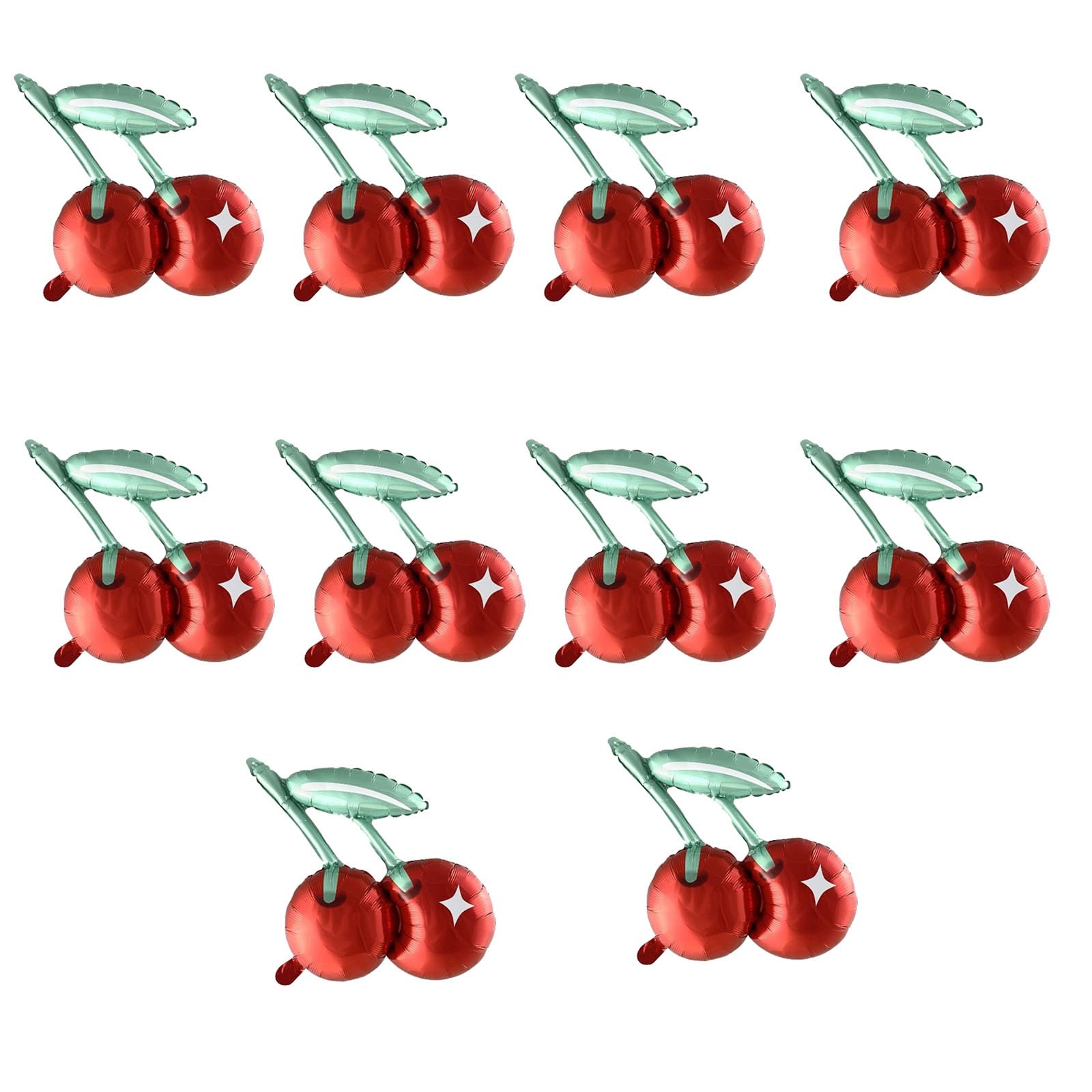 Photo 1 of 10PCS 20 Inch Cute Cherry Foil Balloons Red Fruit Mylar Balloons for Cherry Summer Themed Birthday Party Decoration Bab Shower
