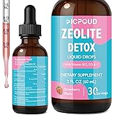 Ficpoud Zeolite Detox for Kids & Adults – Pure Zeolite clinoptilolite Liquid Drops with Vitamin B12, C & D3 – Gentle Daily Cleanse for Gut, Immune, Energy & Focus Support, Strawberry Flavor, 2 Fl Oz