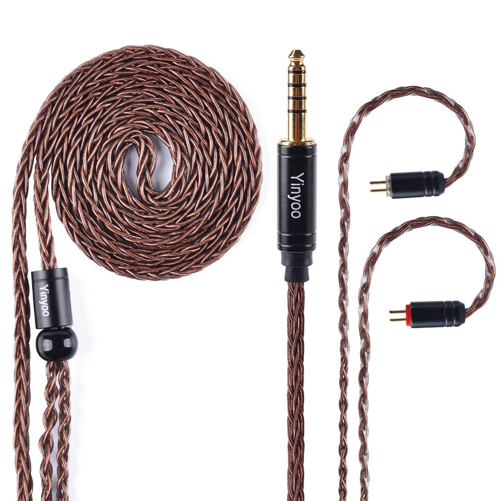 Yinyoo 8 Core Balanced Earphones Cable 4.4mm Silver Plated Copper Upgrade Headphones Cable, MMCX Upgrade Cable for KZ ES4 AS06 ZS7 TRN V30 C16 (4.4mm Audio Jack, 2 Pin Connector)
