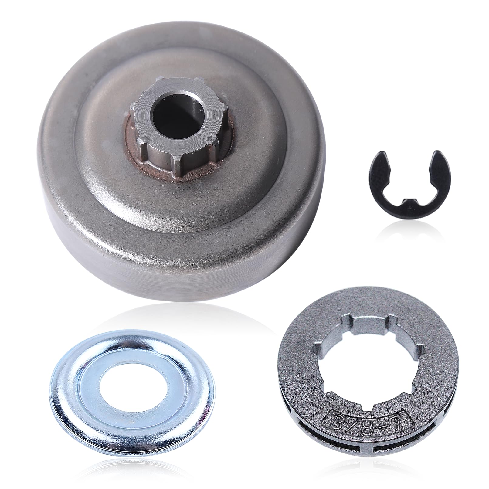 Photo 1 of Adefol 3/8"-7T Sprocket Clutch Drum Kit for Echo CS-352 CS-310 305S 340S Chainsaw, CS-310 Clutch Drum Assy Kit with Rim Sprocket Washer E-Clip Replacement Parts # 99944400395
