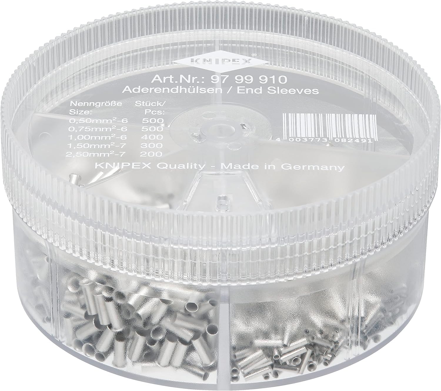 KNIPEX Assortment Boxes with 1900 Non-Insulated Wire Ferrules 5 x Wire Ferrule Sets, 97 99 910