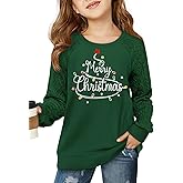 Girls Christmas Sweatshirts for Kids Merry Christmas Casual Cable Knit Long Sleeve Shirts Xmas Tree Tops