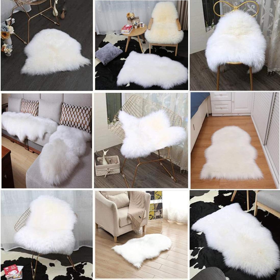 Cumay Faux lambskin sheepskin rug (23.6 x 35.4inch (W) x (L)), lambskin imitation rug, longhair fur, Leather Polyester - Image 5