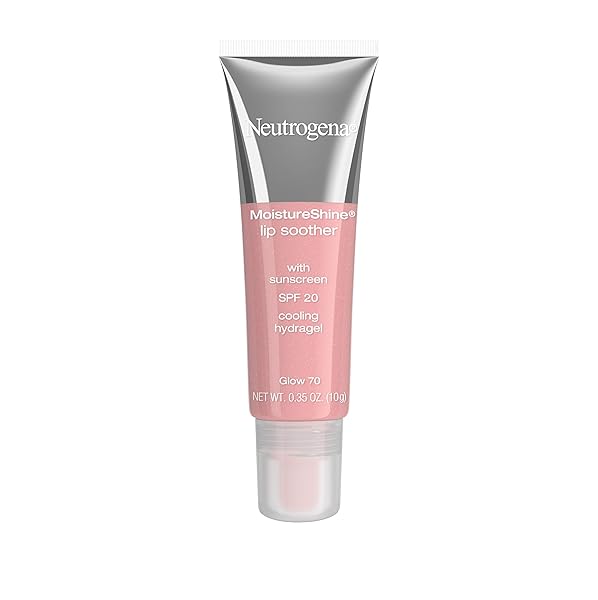 NEUTROGENA MOISTURESHINE LIP SOOTHER GLOSS WITH SPF 20 SUN PROTECTION, HIGH GLOSS TINTED LIP MOISTURIZER WITH HYDRATING GLYCERIN AND SOOTHING CUCUMBER FOR DRY LIPS, GLOW 70, .35 OZ