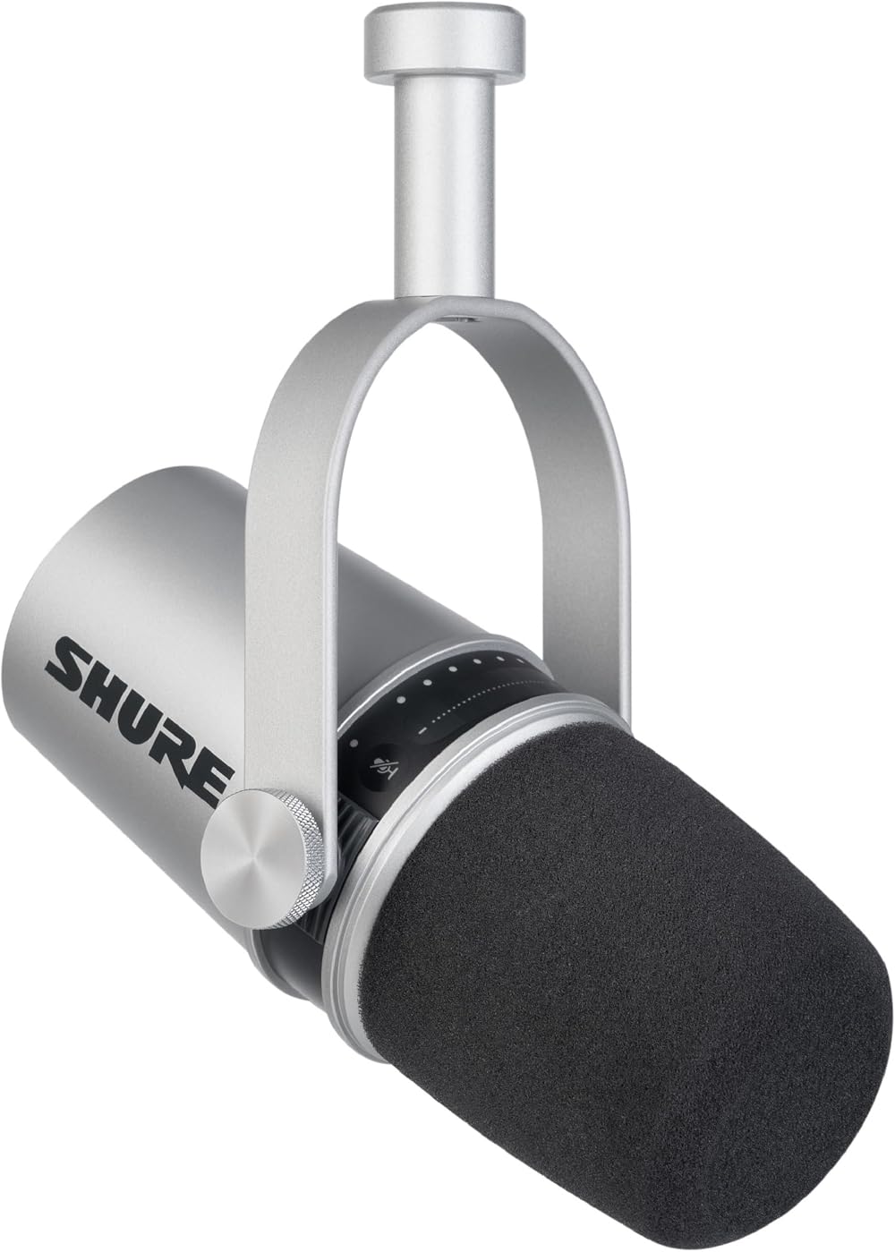 Shure MV7 USB/XLR Podcast Microphone Silver with Headphone Output