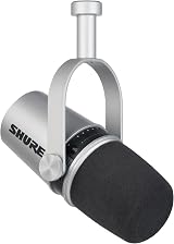 Shure MV7 USB/XLR Podcast Microphone Silver with Headphone Output