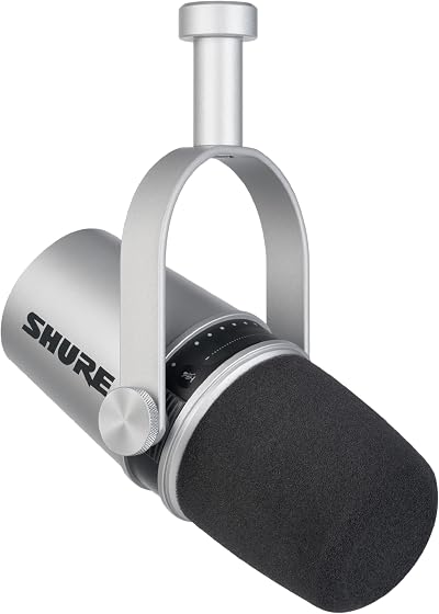 Shure MV7 USB/XLR Podcast Microphone Silver with Headphone Output