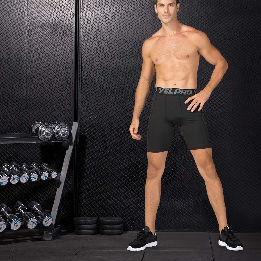 Lixada Men's Compression Shorts Pants Sports Baselayer Tights Active Workout Underwear Leggings with Pockets : Clothing