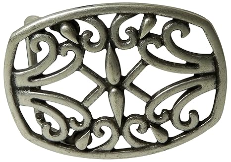Fronhofer Gürtelschnalle in altsilber für Damen, Schnalle mit Verzierungen, 4 cm, 18199