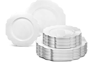 " OCCASIONS " 120 Plates Pack,(60 Guests) Heavyweight Wedding Party Disposable Plastic Plates Set -60 x 10.5'' Dinner + 60 x 