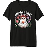 Espooky Vibes Ghost with Flowers and Sugar Skull Style Premium Tri-Blend T-Shirt
