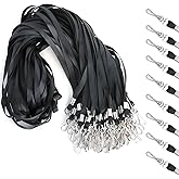 CGYCSY 10/25/50/100/150 pcs Lanyard, Bulk Lanyards for Id Badges Flat Lanyard with Badge Clip Swivel Hook for Office School Volunteer Meeting (25, Black)