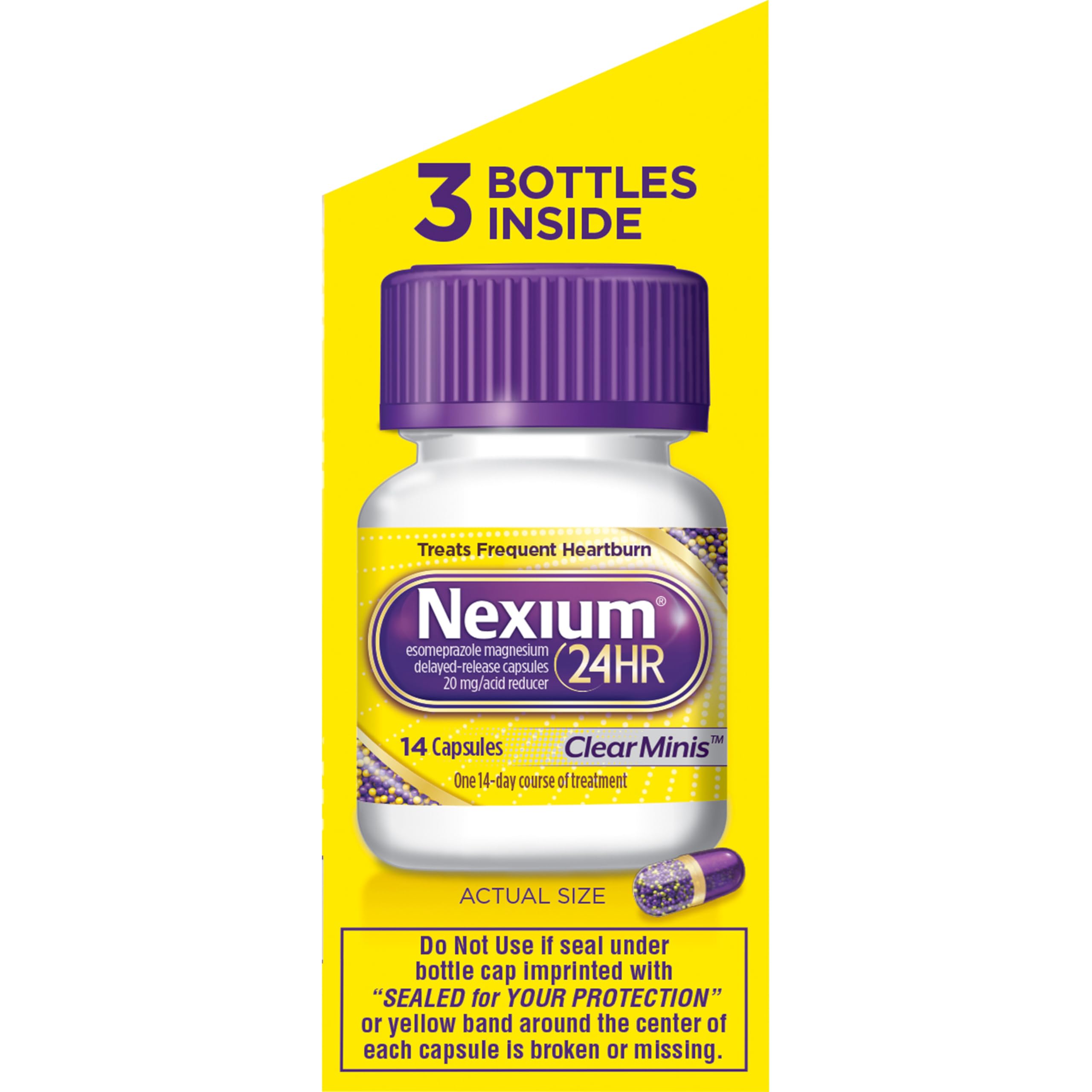 Nexium 24HR ClearMinis Acid Reducer Heartburn Relief Delayed Release Capsules For All-Day And All-Night Protection From Frequent Heartburn, Heartburn Medicine With Esomeprazole Magnesium - 42 Count