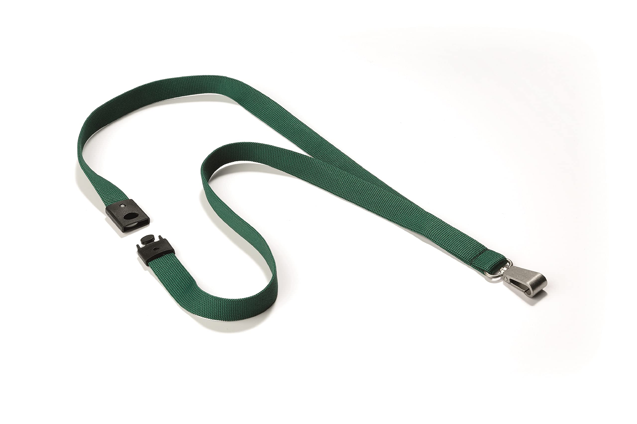 Durable Premium Textile Lanyard 15 mm Dark Green | Pack of 10 Necklaces | Includes Safety Release | Holds a Variety of Badges and Passes