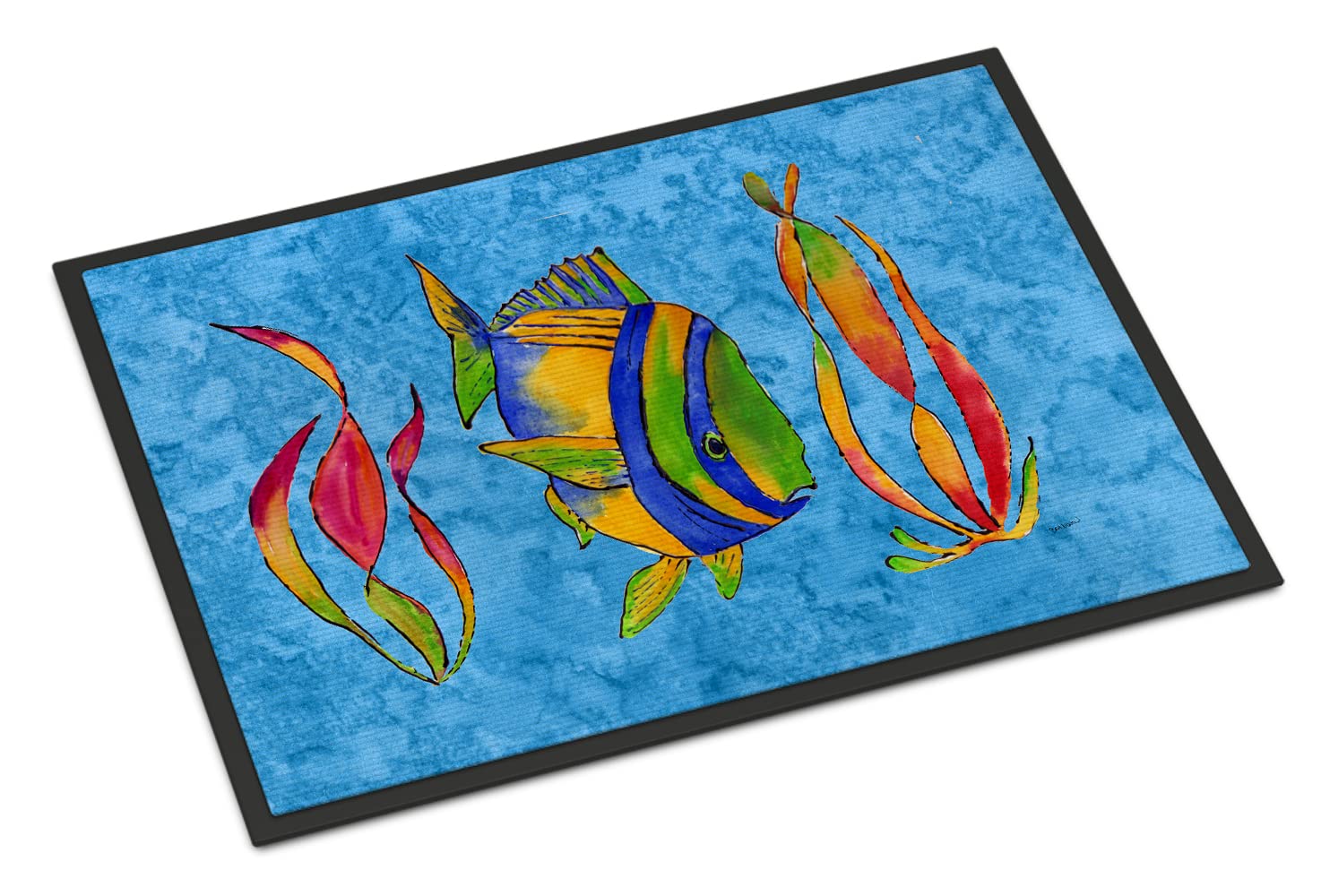 Caroline's Treasures 8713JMAT Tropical Fish and Seaweed on Blue Indoor or Outdoor Mat, 24 x 36, Multicolor