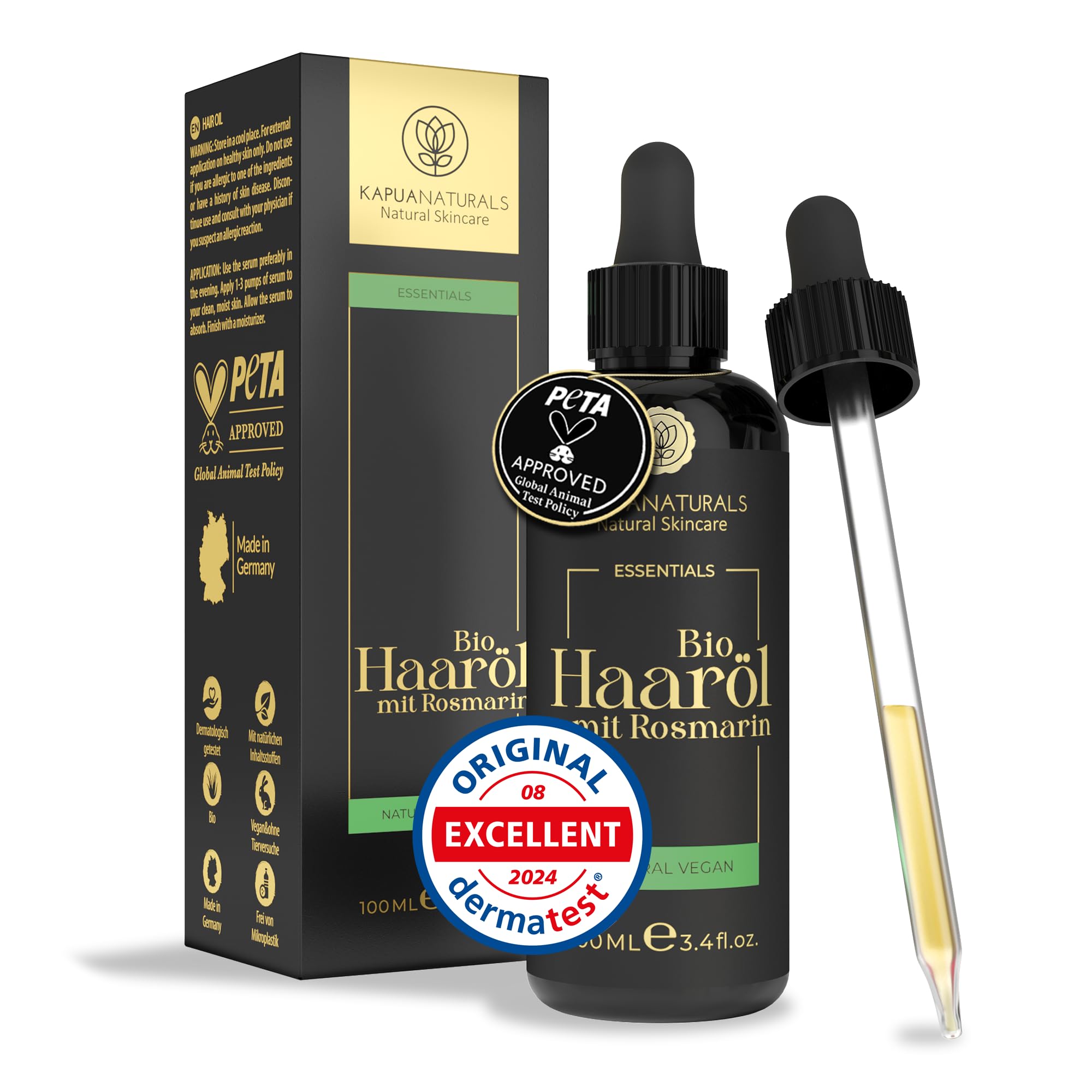 Rosemary Oil for Hair Growth - Organic 100ml Benefit Pack With Hyaluronic Acid and Biotin - Vegan Bio Scalp Oil Against Hair Loss