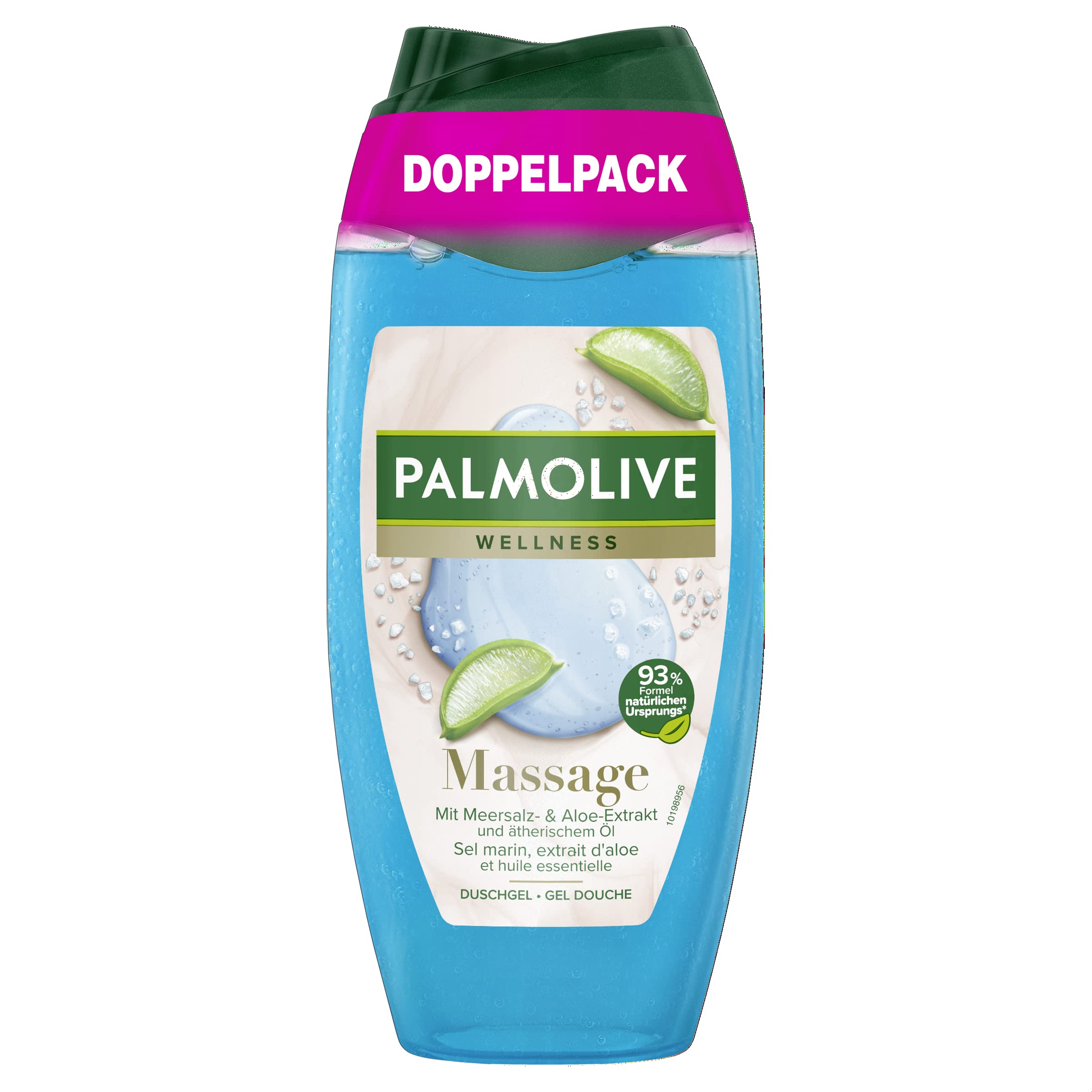Palmolive Shower Gel Wellness Massage 2 x 250 ml - Shower Gel with Sea Salt, Aloe - Extract & Essential Oil