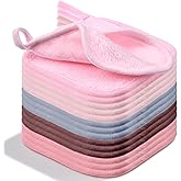 Yuanchu 15 Pcs Reusable Makeup Remover Cloths, Ultra Soft Microfiber Makeup Remover Towels for Face Eraser Cloths Gentle Eye Makeup Remover Pads for All Skin Types, 5" x 5", Multicolor