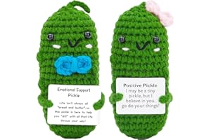 HonKuaDL 2 Pcs Mini Cute Positive Pickle, Emotional Support Pickle Cucumber Gift, Emotional Encourage Card for Frineds Coworker Gifts and Party Decorations, Funny Reduce Pressure Toy