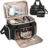 GDNasist Large Makeup Bag, Portable Travel Makeup Bag Organizer for Women Girls with 2 Removable Pouches & Detachable Dividers, Cosmetic Travel Bag, Toiletry Bag for Makeup and Hair Supplies Black