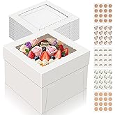 15 PCS Cake Boxes 10 Inch, 10x10x8 Tall Cake Box, 10 Inch Cake Box with Window, White Bakery Boxes, Large Baking Boxes, Cajas Para Pasteles, 10x10 Cake Boxes for Birthday, Wedding, Party, Business