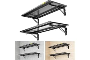 Aecxm 2pack-1.2x3ft Adjustable Rail Type Folding Storage Rack Shelf, Suitable for Garage, Storage Room, Kitchens Wall Shelf Garage Storage Rack Floating Shelves, Folding Panels (2pcs-Black)