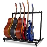 AODSK 5 Multi Guitar Stand Rack with Folding Design,Multiple Guitars Stand,Portable Black Guitar Holder,Black Guitar Display Holder for Guitar &amp; Bass,Studio &amp; Home (Square-5 Holder)