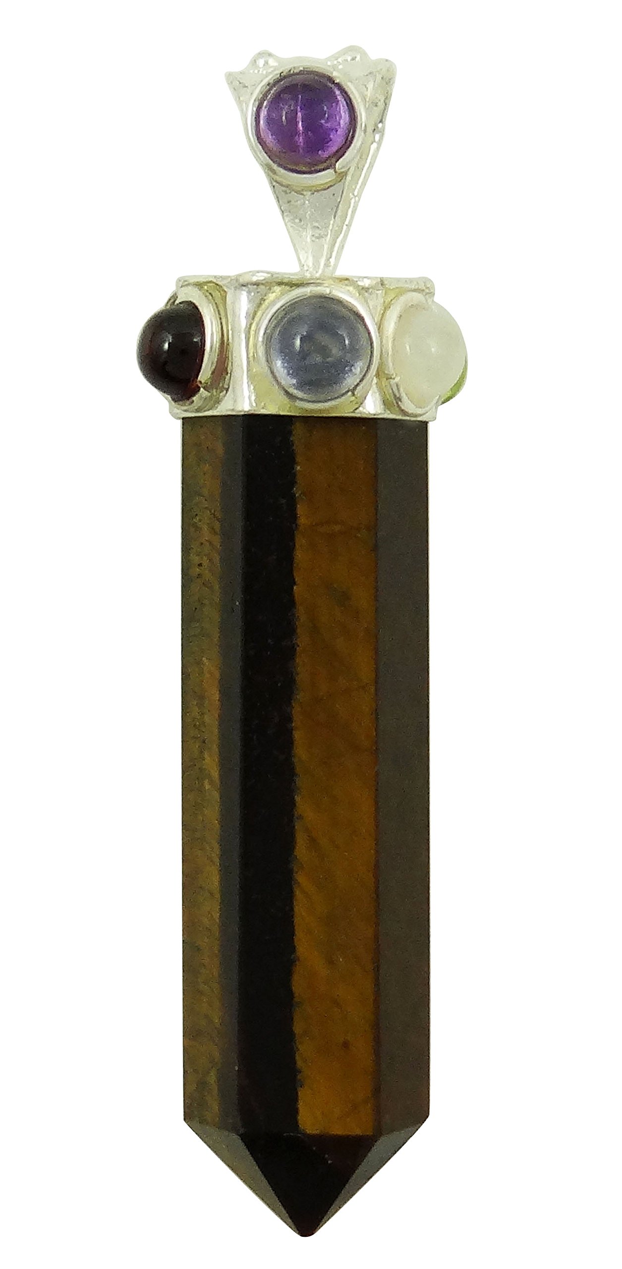 Harmonize Tiger Eye Single Point Pencil Wand 7 Chakra Pendant Balancing Reiki Spiritual Gems