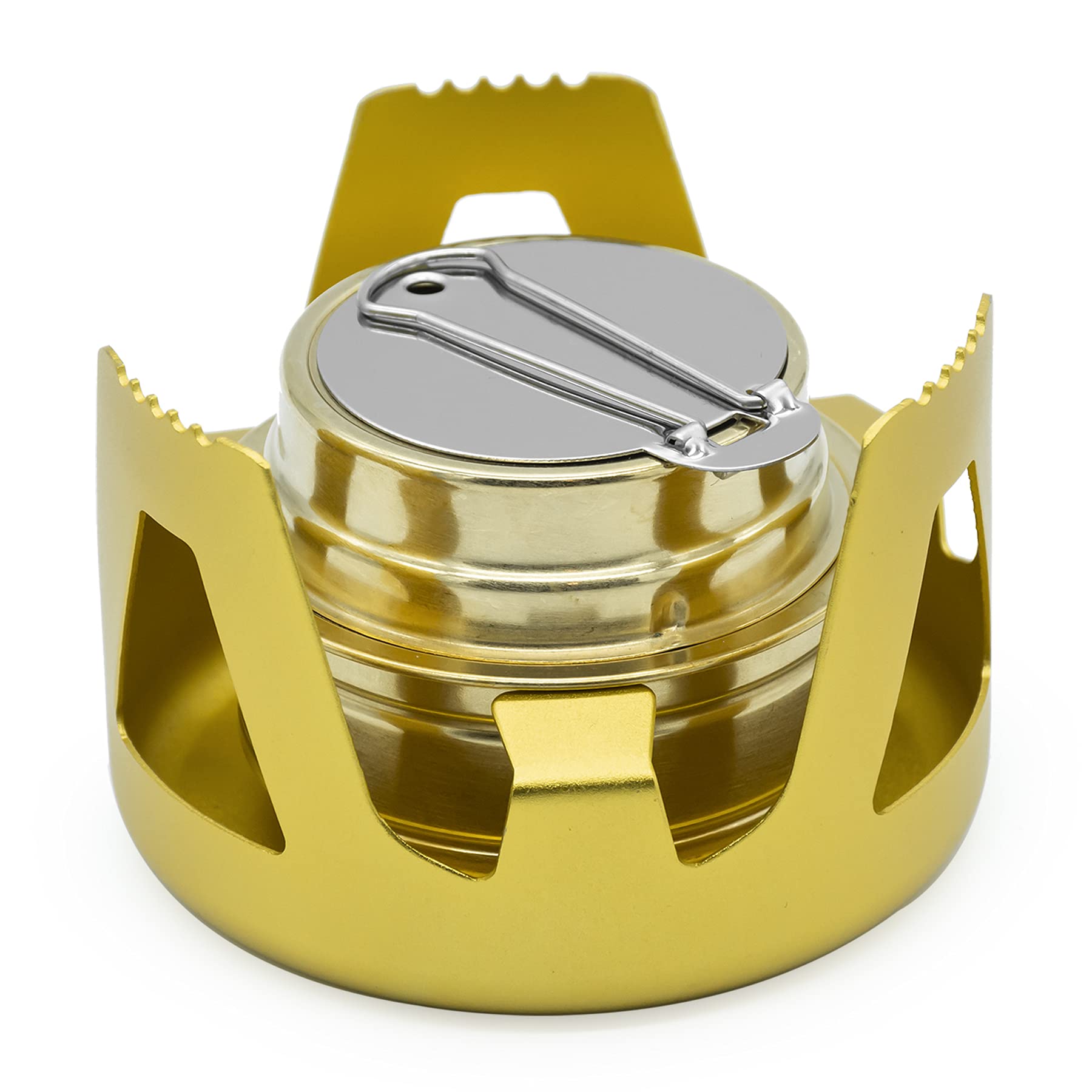 Famgee Outdoor Mini Portable Alcohol Stove Burner for Backpacking Hiking Camping Survival (Gold)