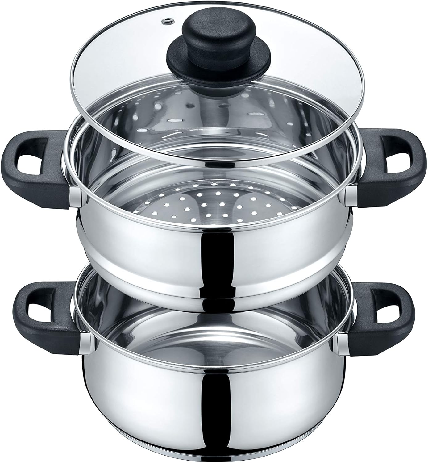 CONCORD 3 Quart Stainless Steel 3 Piece Steamer Cookware Set (INDUCTION COMPATIBLE): Kitchen & Dining