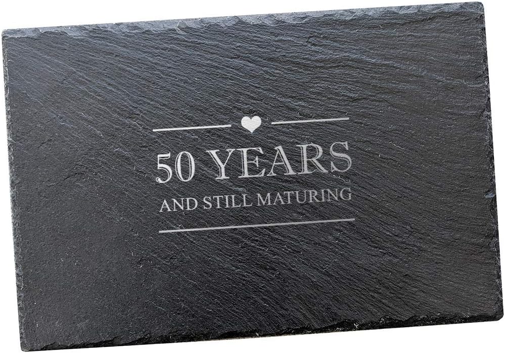 50 Years and Still Maturing' Funny Slate Chopping Board / 50th Birthday Gifts for Women and Men / 50th Joke Birthday Presents / 1969 Birthday Gifts/Funny Cheese Joke Gift