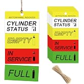 100 Pcs Cylinder Status Tags 2 x 4 Inch 4-Part Perforated Gas Cylinder Labels with String Full in Use Empty Service Sign Waterproof Cardstock Safety Tags for Industrial Warehouse Medical Gas Tanks