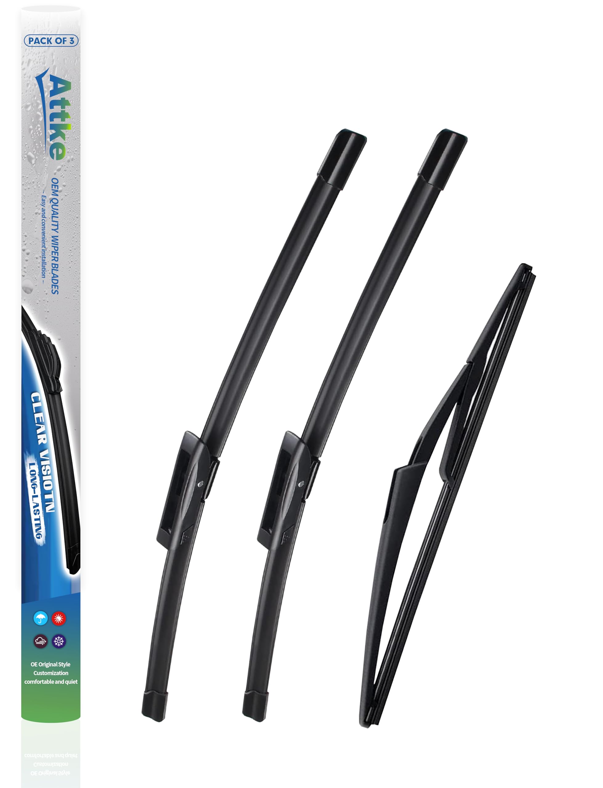 Photo 1 of 3 Wipers Front Windscreen Wiper Blades 18" + 19", Rear Windscreen Wiper Blades 10", for 2013 Mini Cooper/OE Original Quality (set of 3)