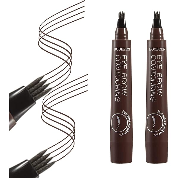 Lot De 3 Crayons à Sourcils + Brosse + Stylo De Tatouage Temporaire – Pour Des Sourcils Parfaits ! Matériel Bois, 18 Cm, Teintes Comme Sur Photo