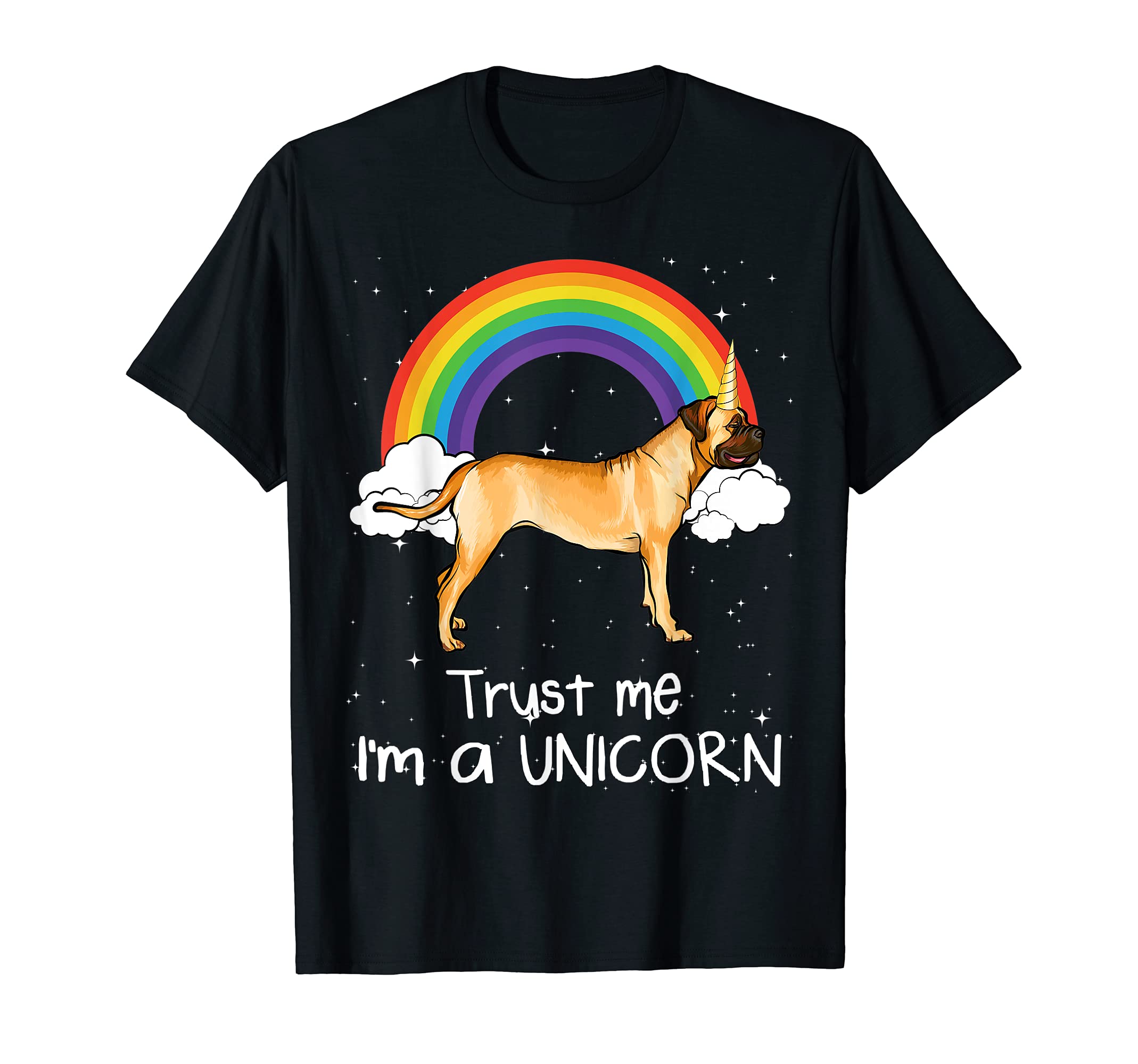 Rainbow Bullmastiff Trust Me I'm A Unicorn Dog T-Shirt