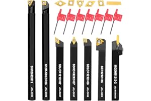1/2" (12mm) Indexable Lathe Turning Tool, 21PCS Shank Boring Bar Set for Metal Tool Holder Carbide Lathe Tools Inserts Indust