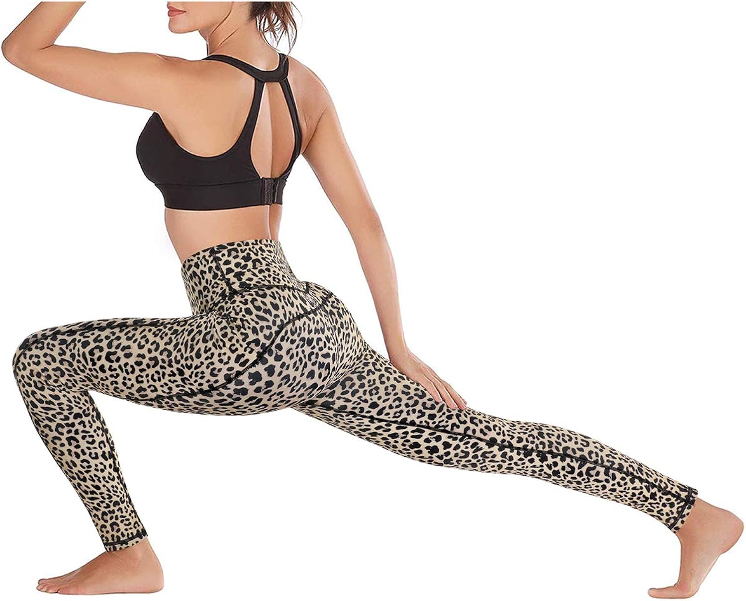 OUGES Womens High Waist Pockets Yoga Pants Running Pants Workout Leggings: Clothing