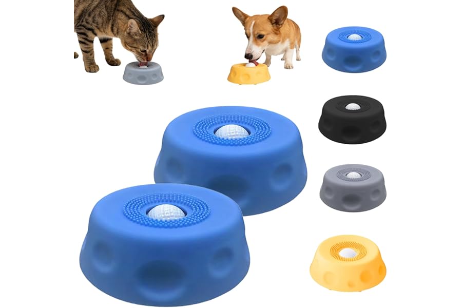 Dog Lick Bowl with Ball,Lick Ball Bowl for Dogs,Dog Licking Bowl with Rolling Ball,Slow Feeder Ball Bowl to Slow Pet Eating,Rolling Ball Dog Bowl Give Pet More Time to Enjoy Eating. (Blue-2pcs)