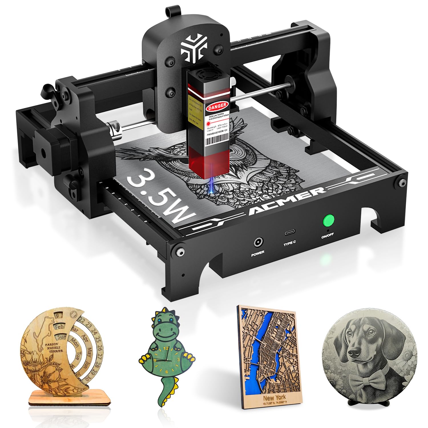 ACMER S1 Laser Engraver for Beginner Mini Laser Engraving Machine for Wood, Leather, Plastic, Laser Class4 (S1 3500mW)