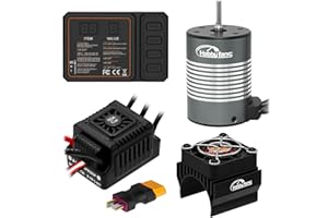 Hobby Fans Waterproof S3650 4300KV Brushless Motor 3.175mm Shaft with 60A Brushless ESC Electric Speed Controller Combo Set with Heatsink and Programming Card for 1/10 Remote Control Car Truck, Black