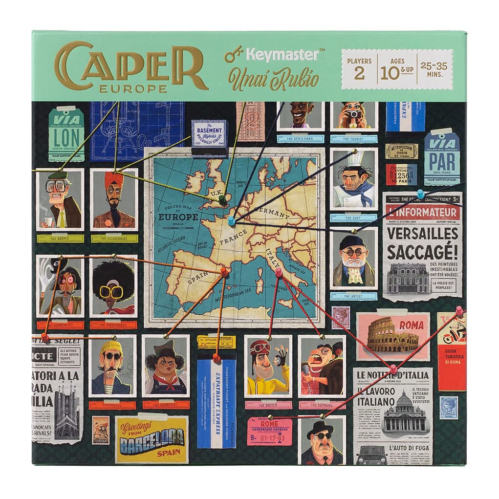 Photo 1 of Keymaster Games Caper Europe | Strategic Two-Player Board Game | A Head-to-Head Card Drafting Game of Planning The Perfect Heist in Four Unique International Cities | Ages 10+